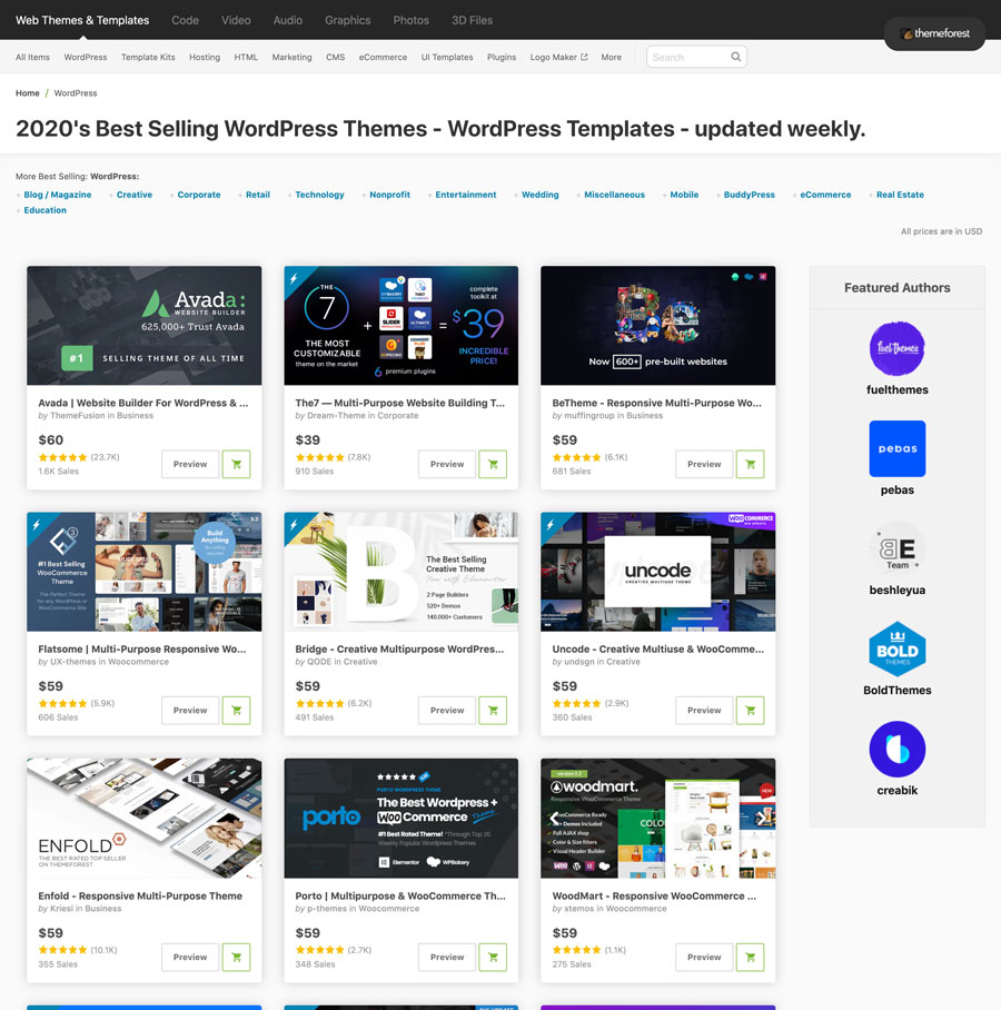 Themeforest WP themes